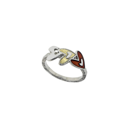 Silver, enamel and gold ring