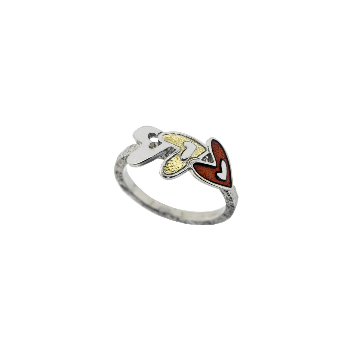 Silver, enamel and gold ring