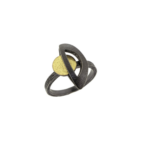 Silver and gold ring