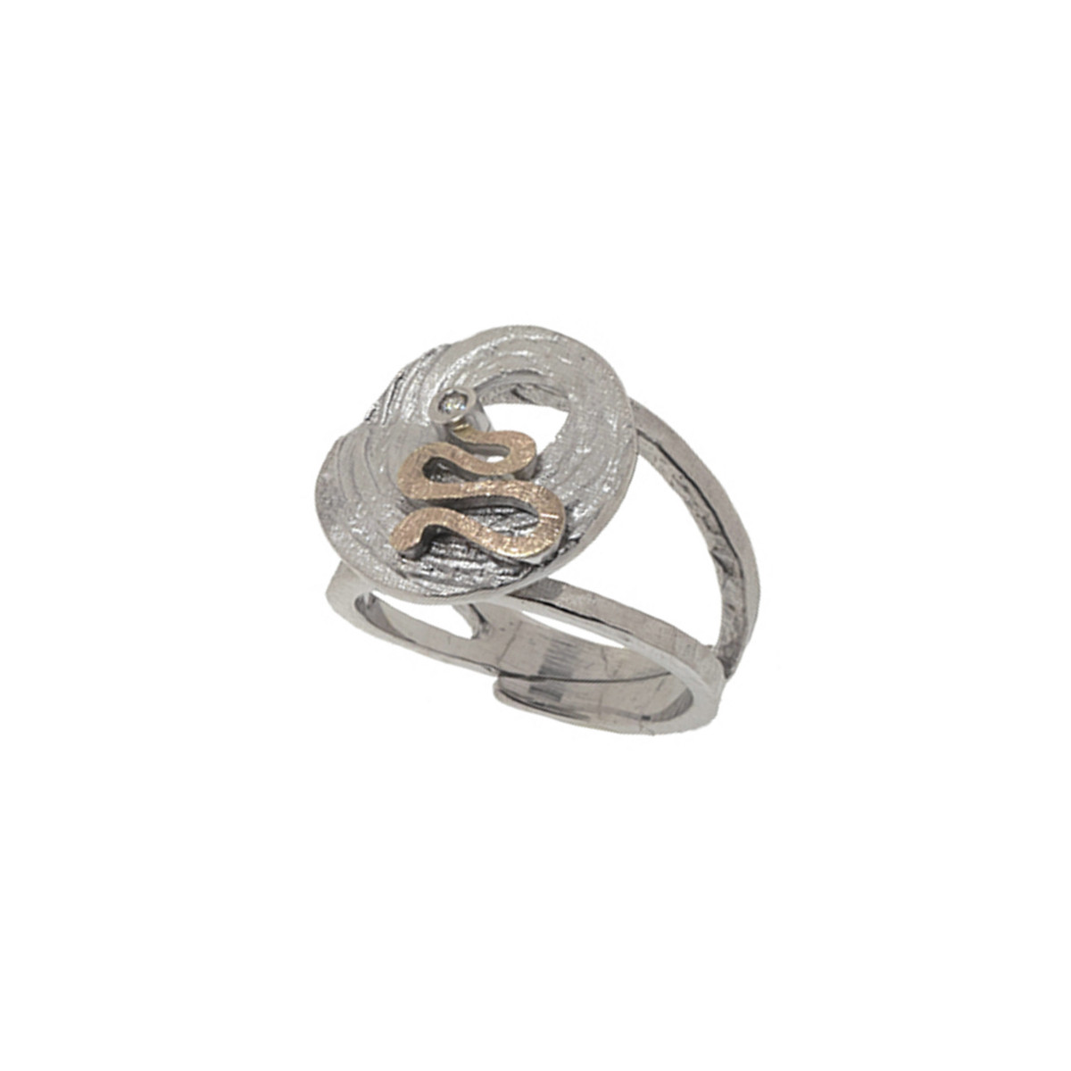 Silver, gold and brilliant ring