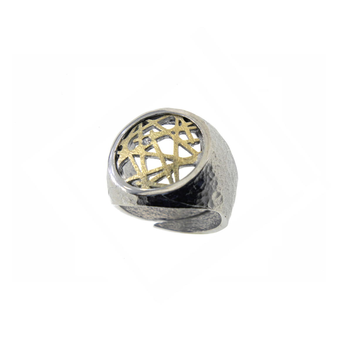 Silver, gold and brilliant ring