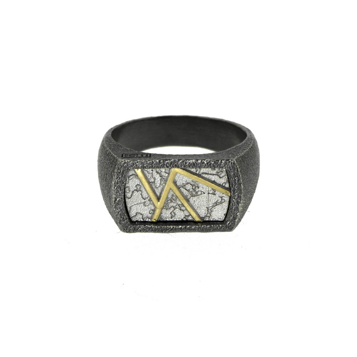 Silver and 18k gold ring