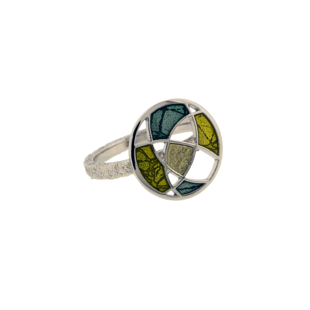 Silver and gold ring, enameled