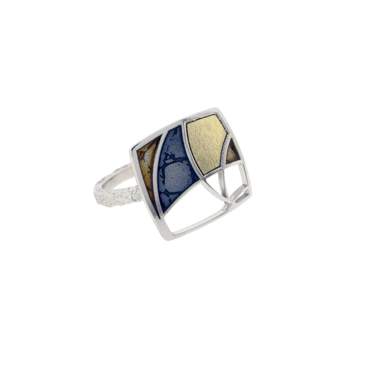 Silver and gold ring, enameled.