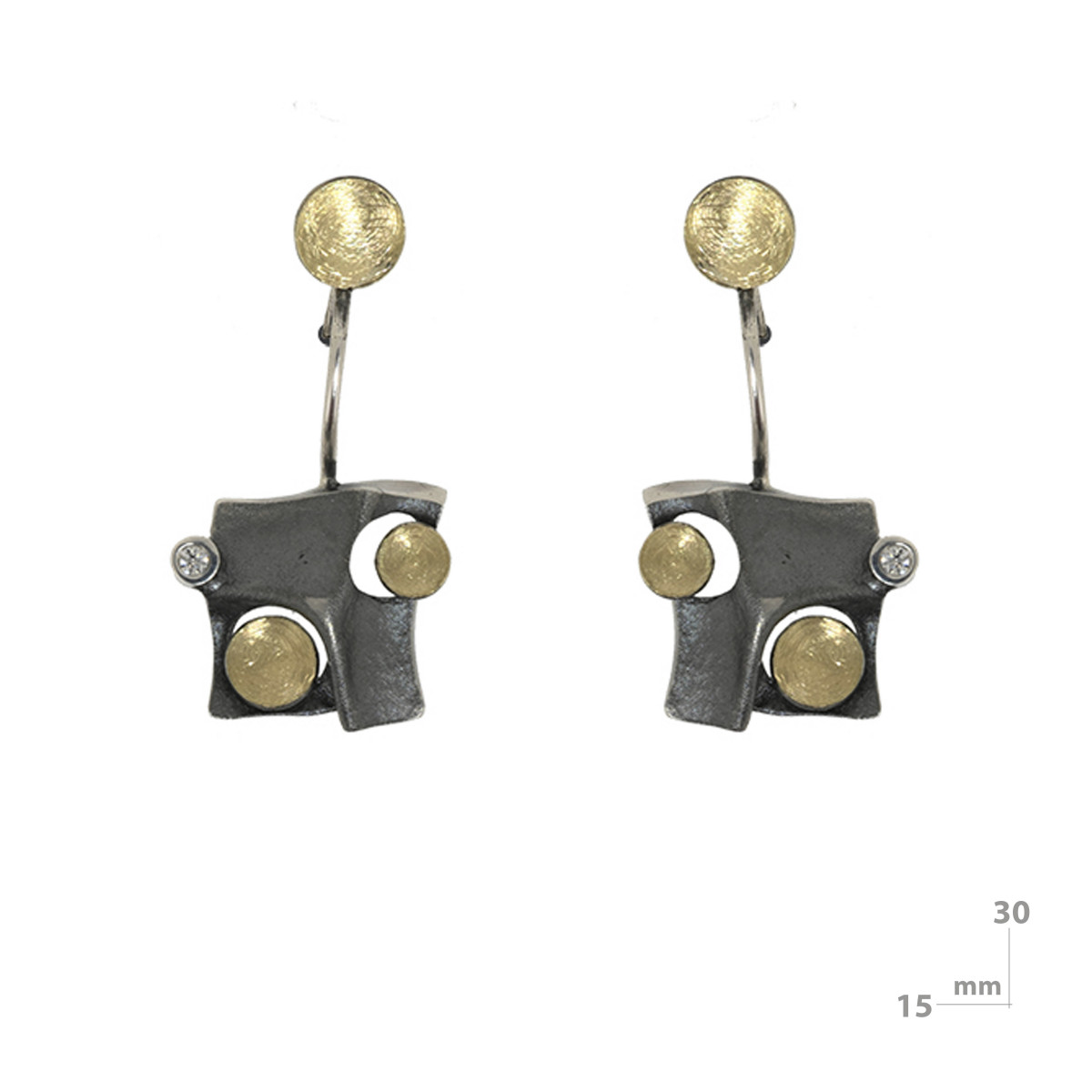 Silver, gold and brilliant earrings