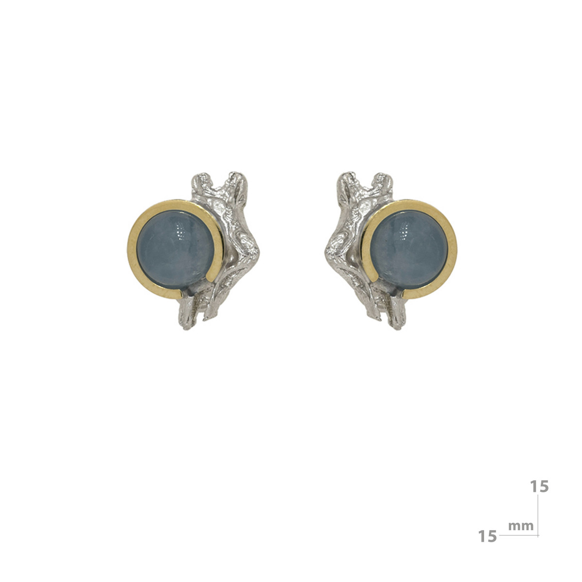 Silver, gold and aquamarine earrings