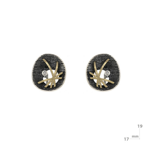 Pendientes de plata, oro y brillante