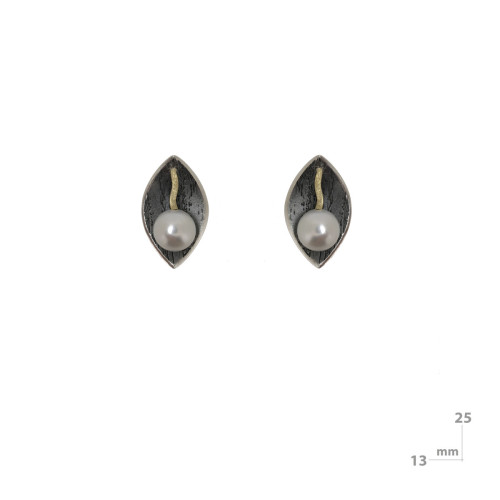 Silver, gold and pearl earrings