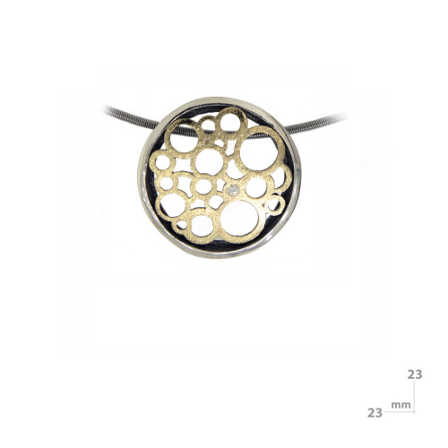 Colgante de plata, oro y brillante