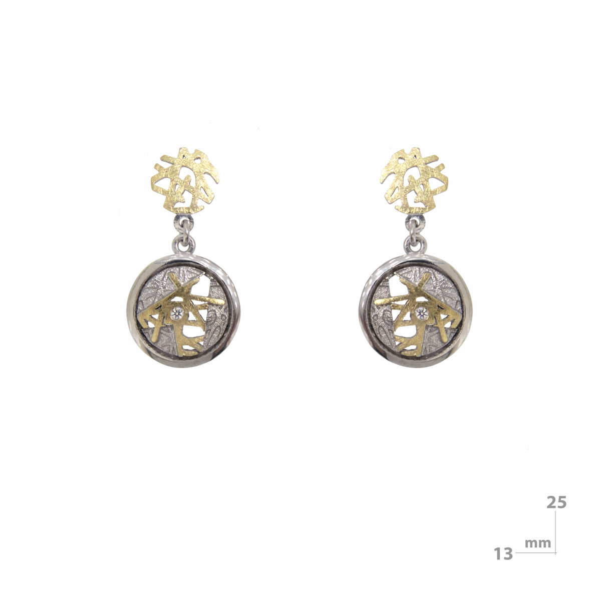 Silver, gold and brilliant earrings