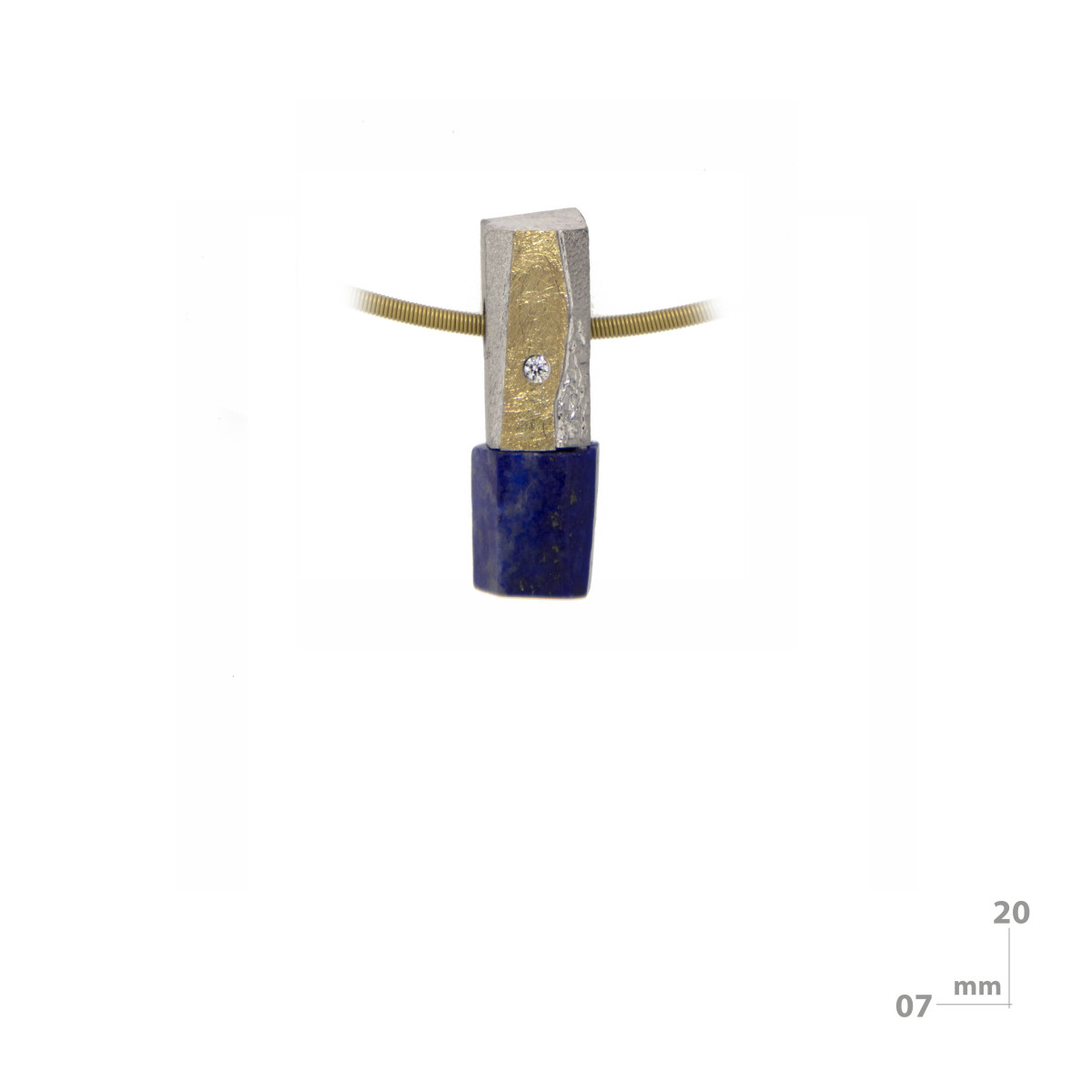 Pendant made of silver, 18k gold, lapis lazuli and brilliant