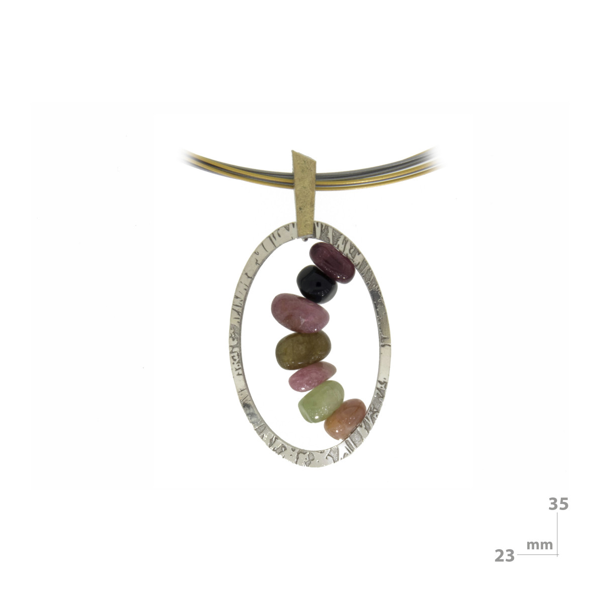 Pendant made of silver, 18k gold and tourmalines