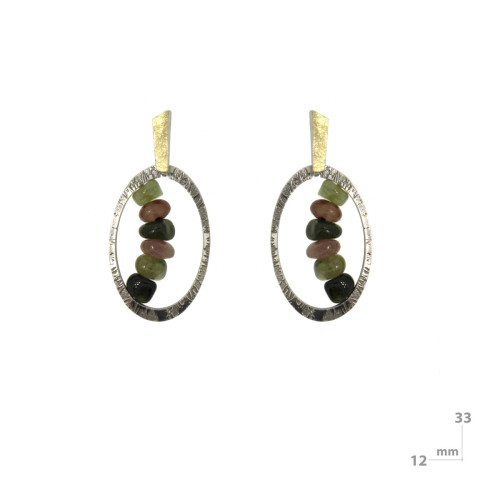 SILVER, GOLD AND TOURMALINE EARRINGS