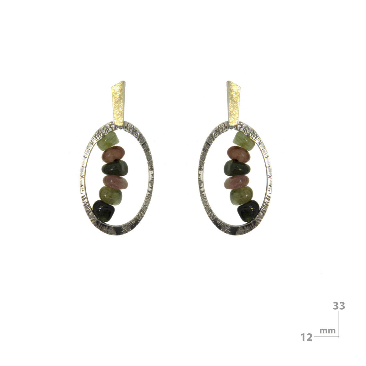 Earrings made of silver, 18k gold and tourmalines