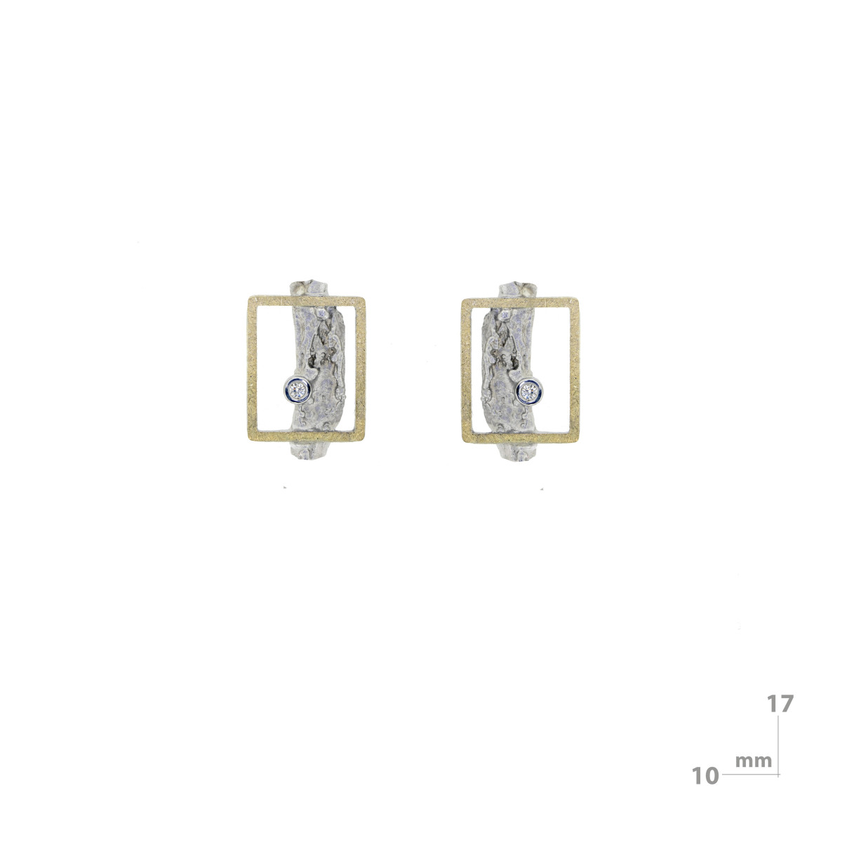 Silver, gold and diamond earrings