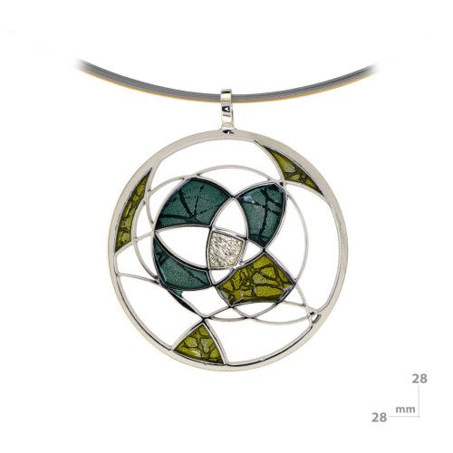 Silver and gold pendant, enameled