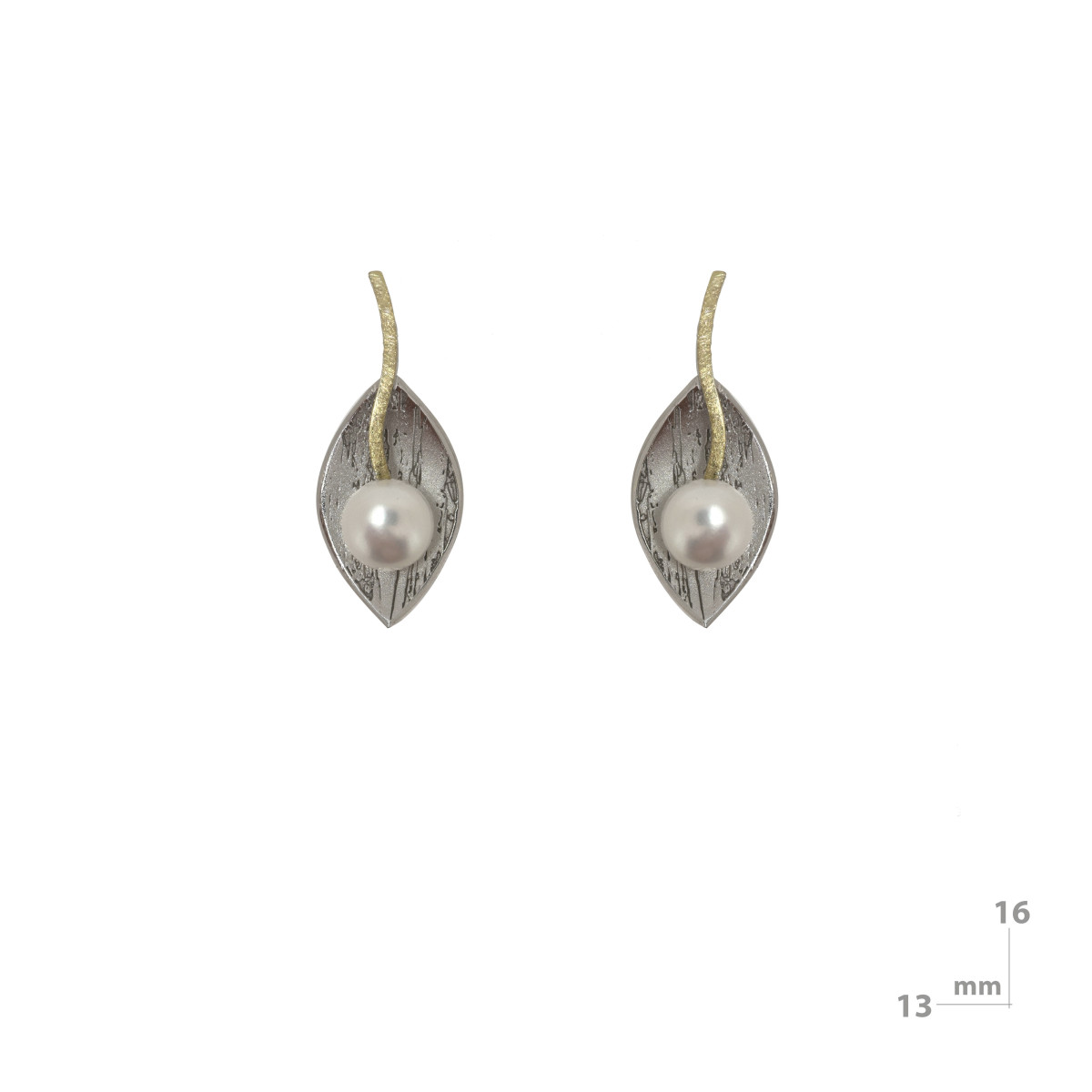 Silver, gold and pearl earrings