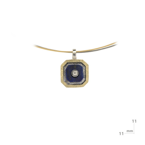 Gold, silver, lapis lazuli and brilliant pendant