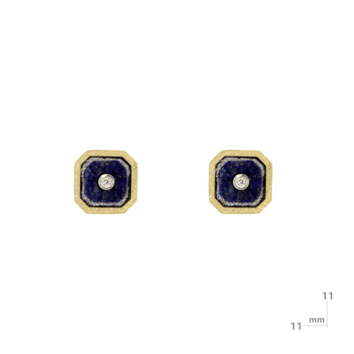 Silver, gold, lapis lazuli and brilliant earrings