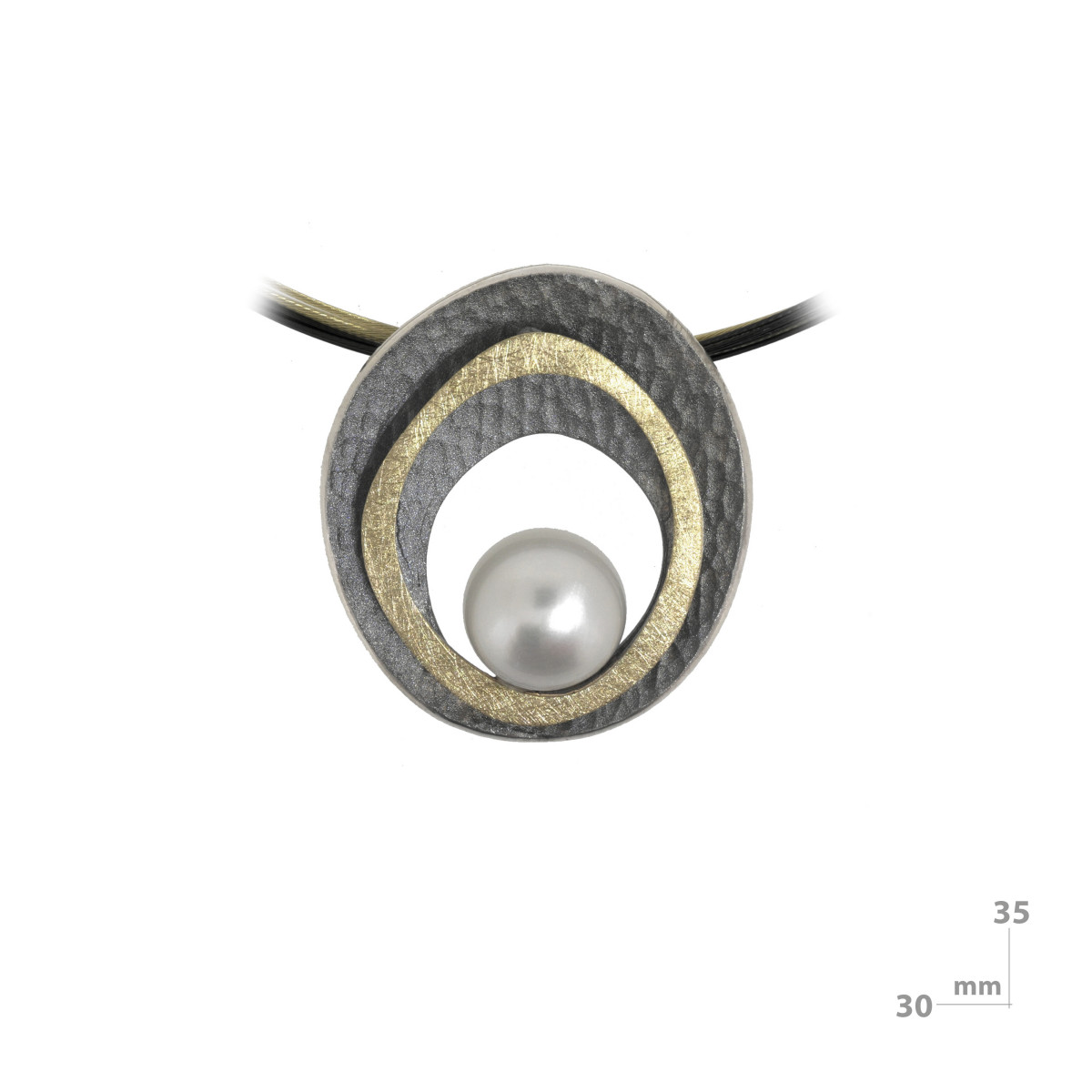 Silver, gold and cultured pearl pendant