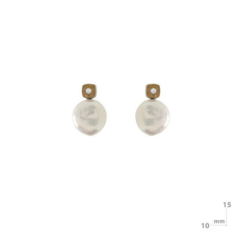 Silver, gold, brilliant and baroque pearl earrings
