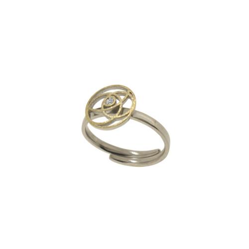 Silver, gold and brilliant ring