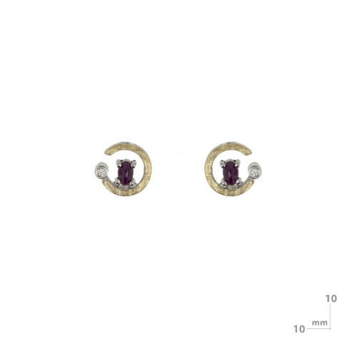 Silver, gold, ruby ​​and brilliant earrings