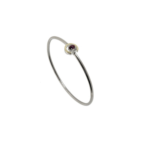 Silver, gold, ruby ​​and brilliant bracelet
