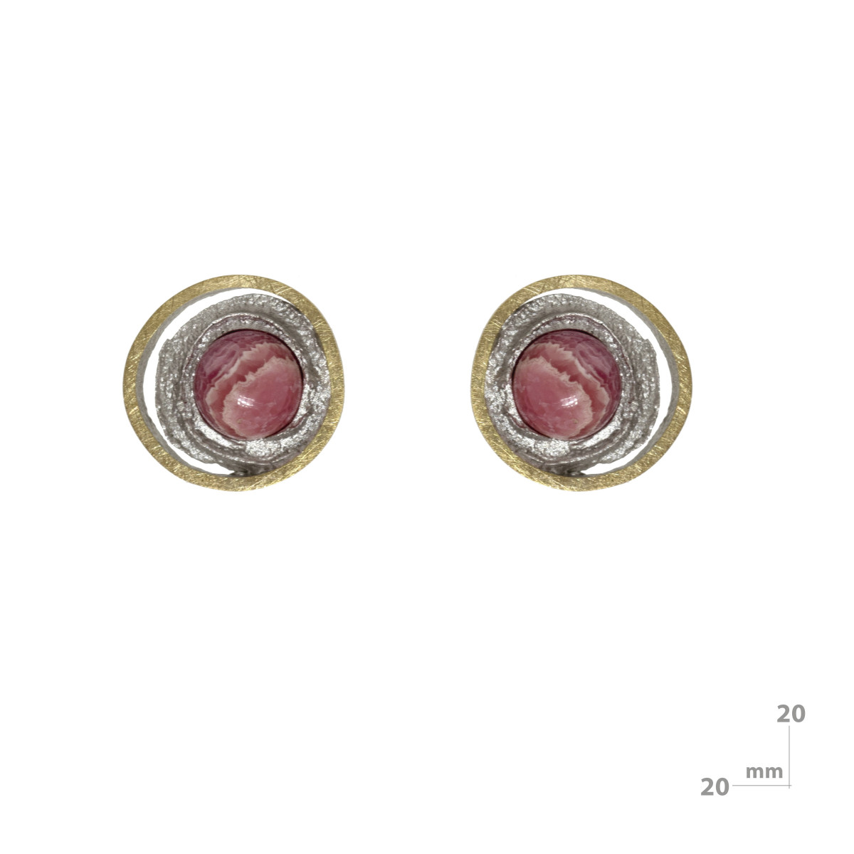 Silver, gold and rhodochrosite earrings