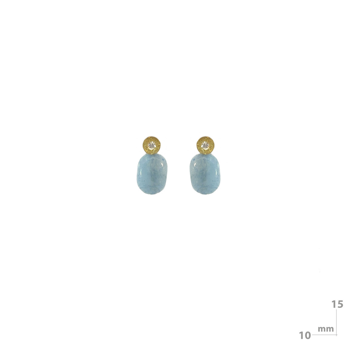 Silver, gold, brilliant and aquamarine earrings