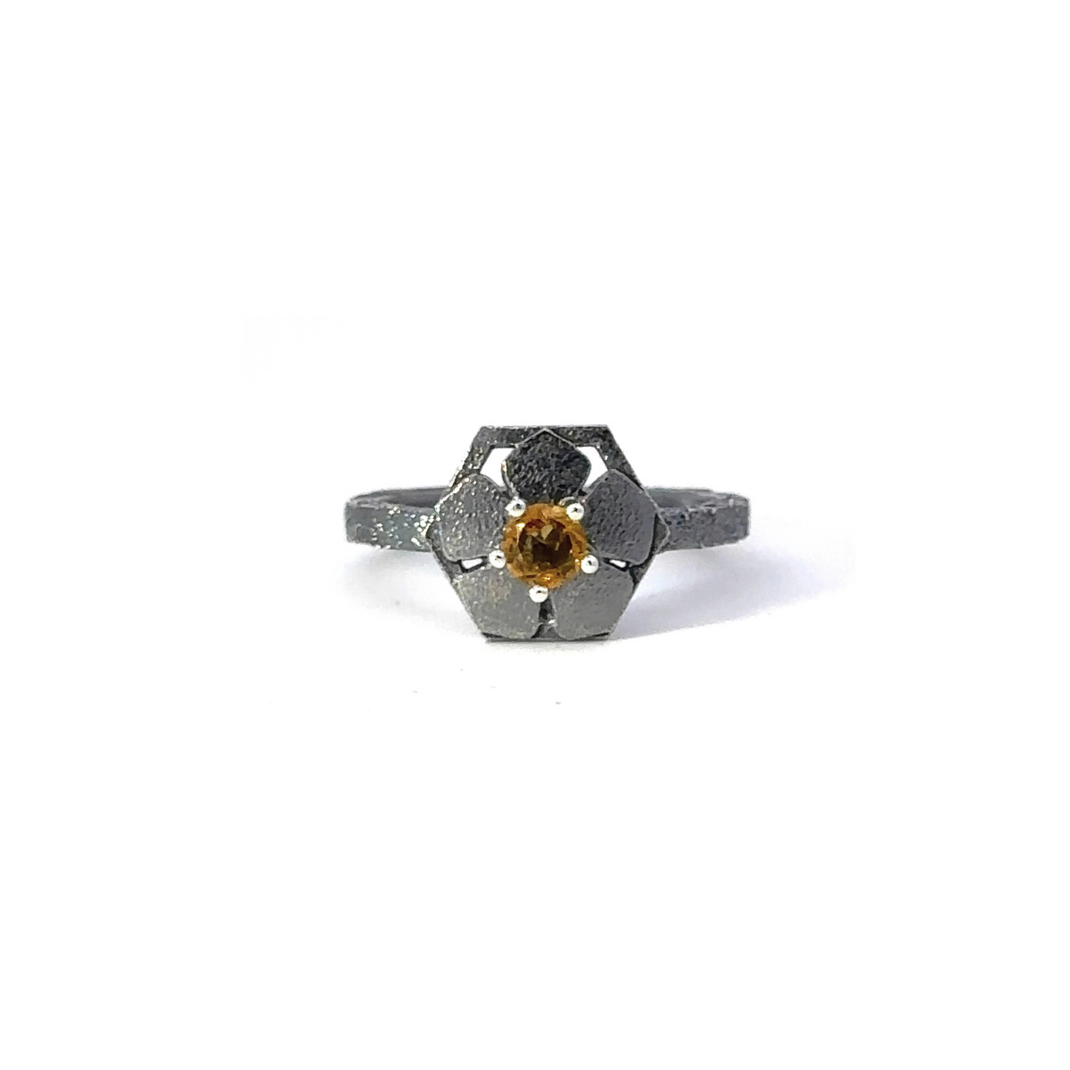Silver and citrine ring