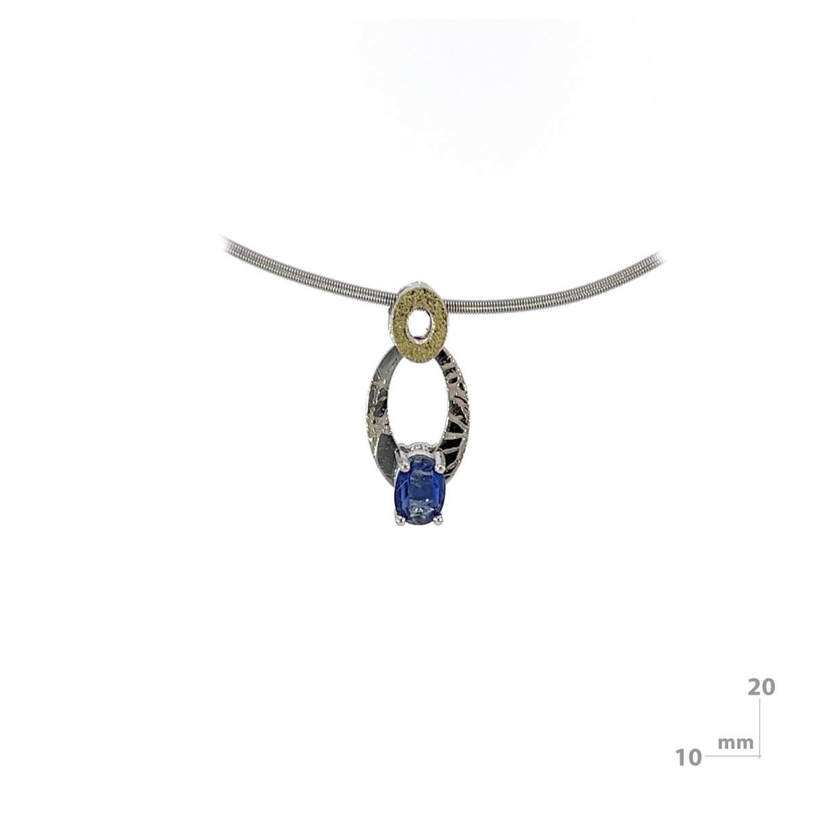 Silver, gold and kyanite pendant