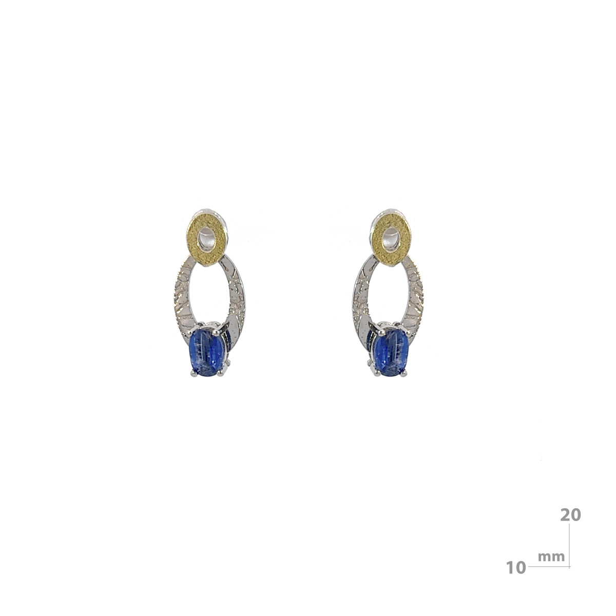 Silver, gold and kyanite earrings