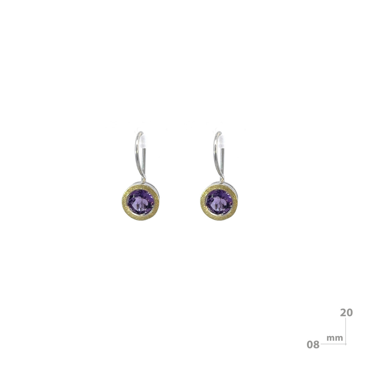Earrings made of silver, 18k gold and amethyst
