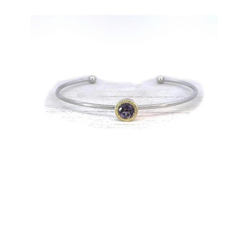 Silver, gold and amethyst bracelet