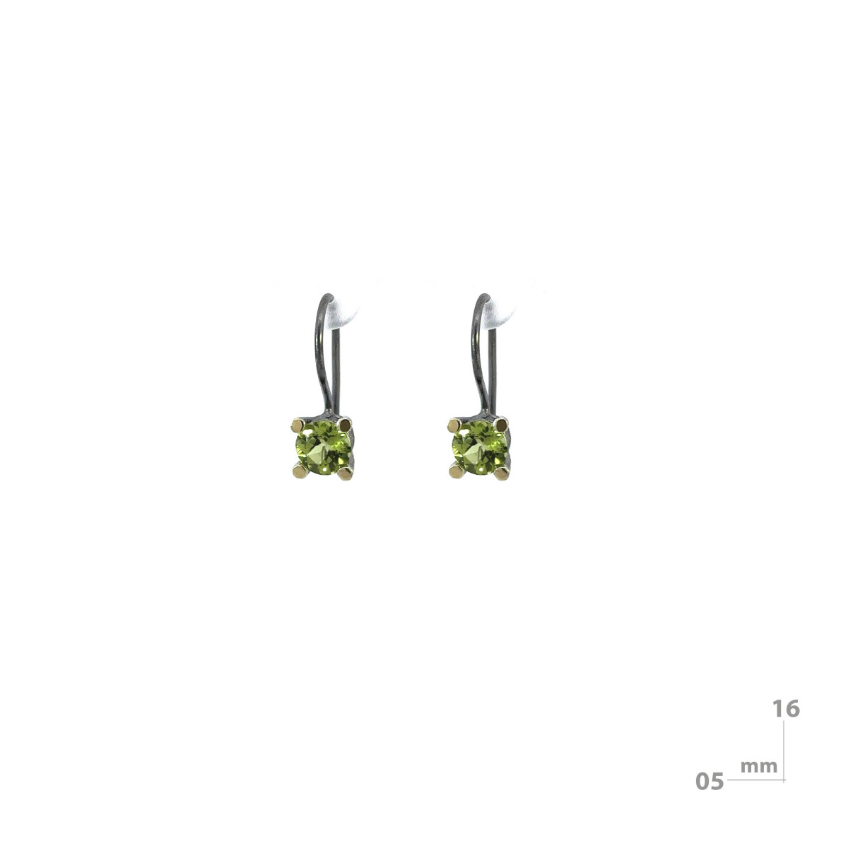 Silver, gold and peridot earrings