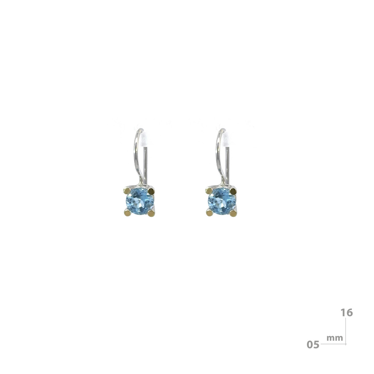 Silver, gold and topaz earrings