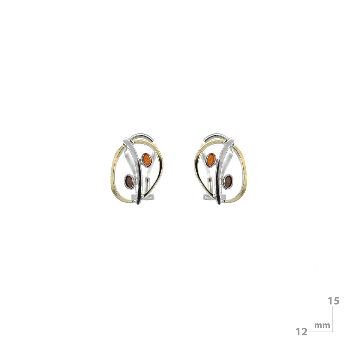 Earrings made of silver, gold and enamel