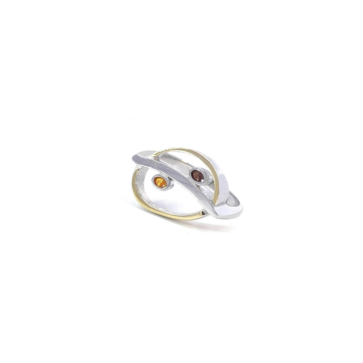 Silver, gold and enamel ring