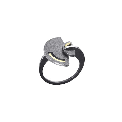 Silver and gold ring