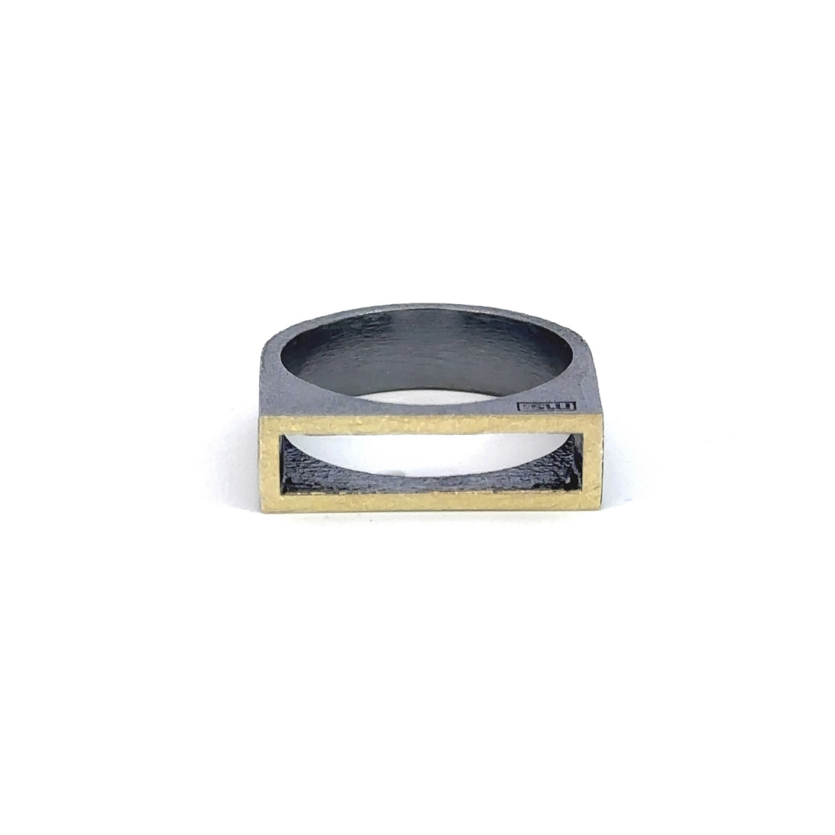 Black silver and gold ring