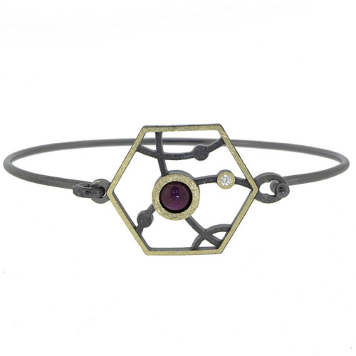 Silver, gold, ruby ​​and brilliant bracelet