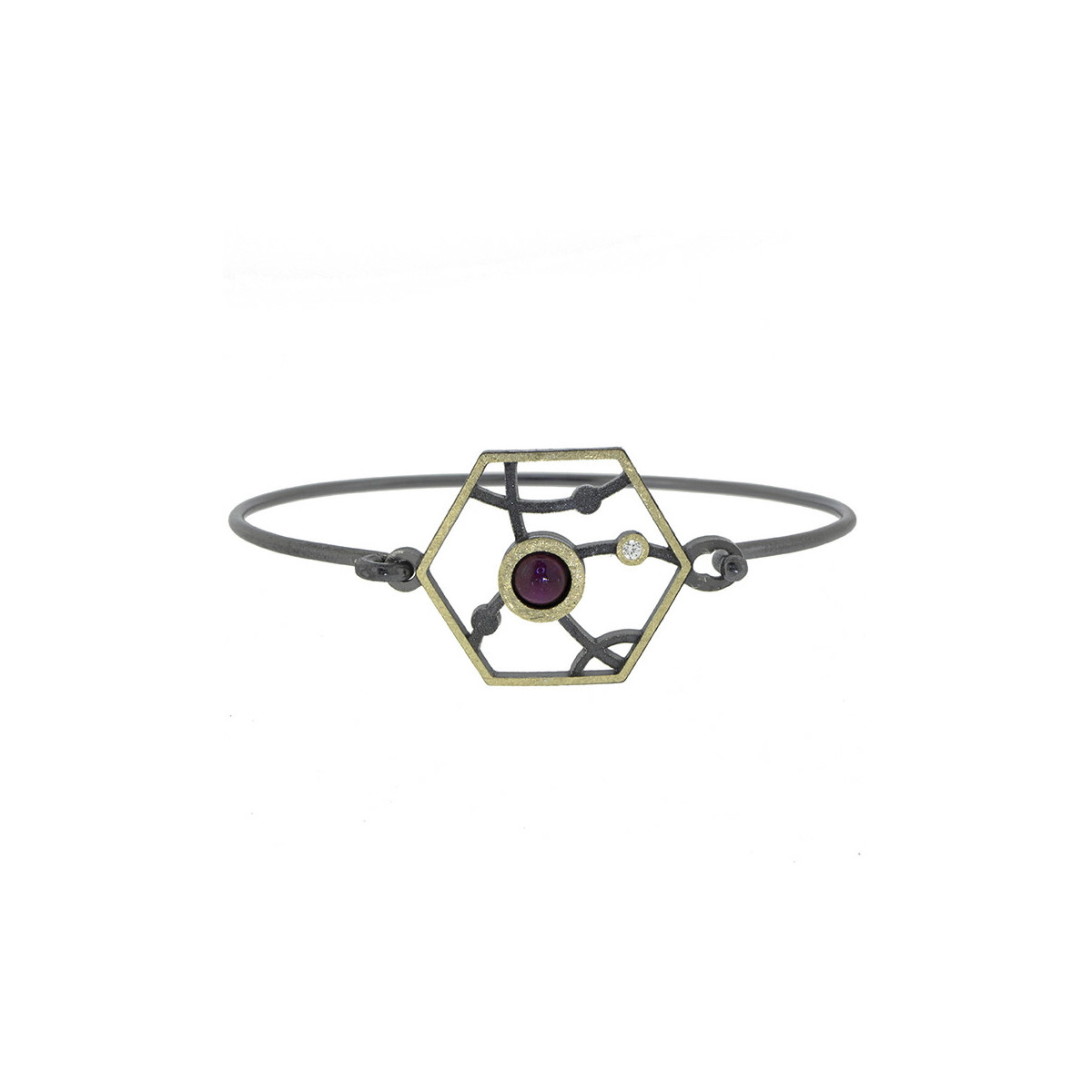 Silver, gold, ruby ​​and brilliant bracelet