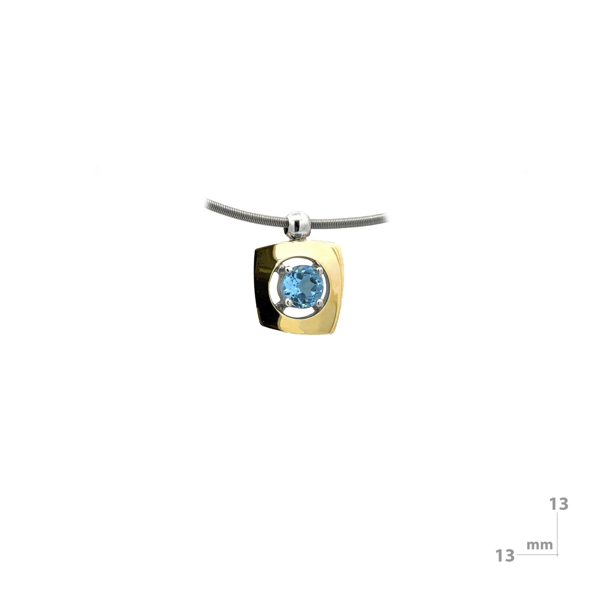 Silver, gold and topaz pendant