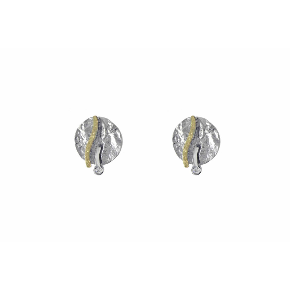 Pendientes de plata, oro y brillante
