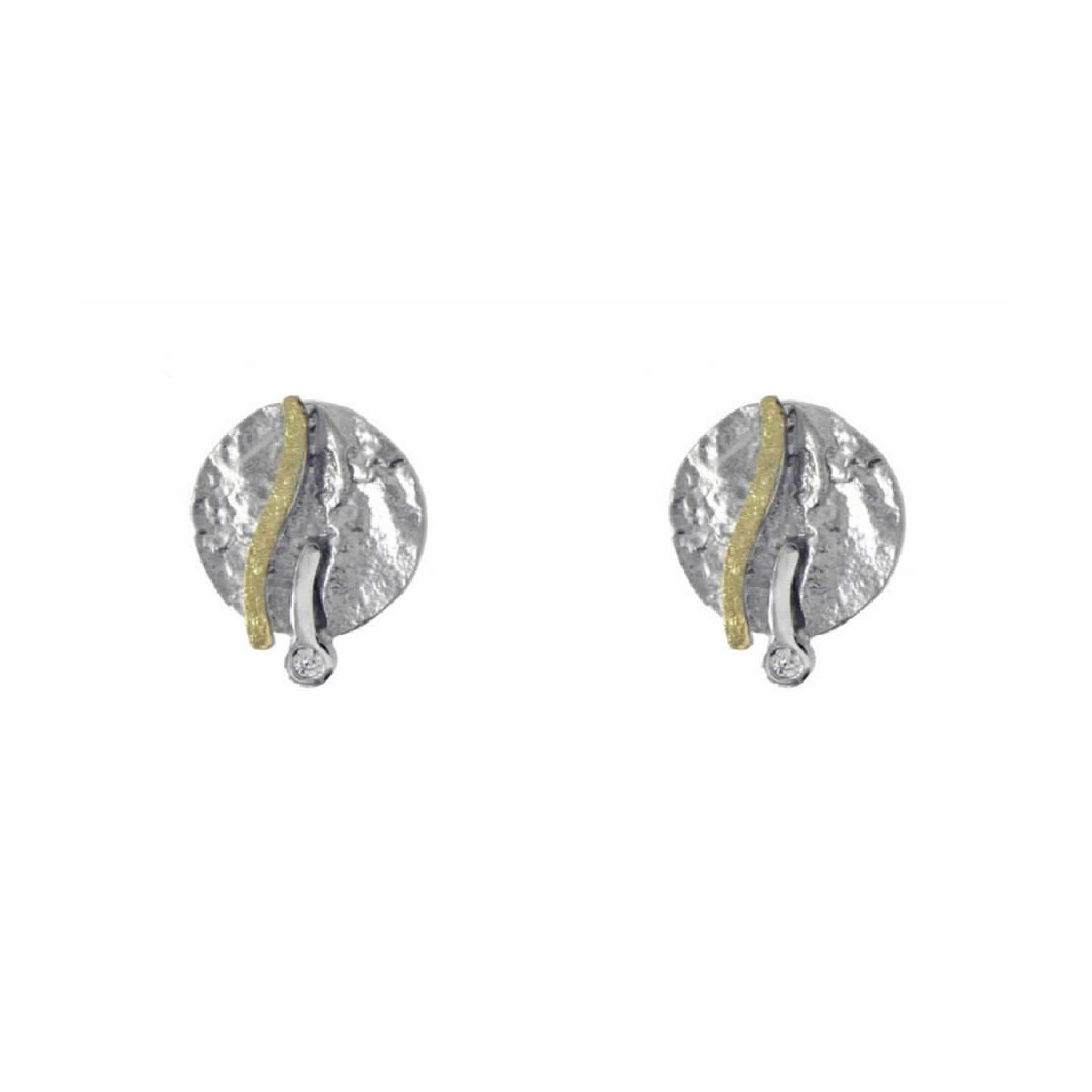 Pendientes de plata, oro y brillante