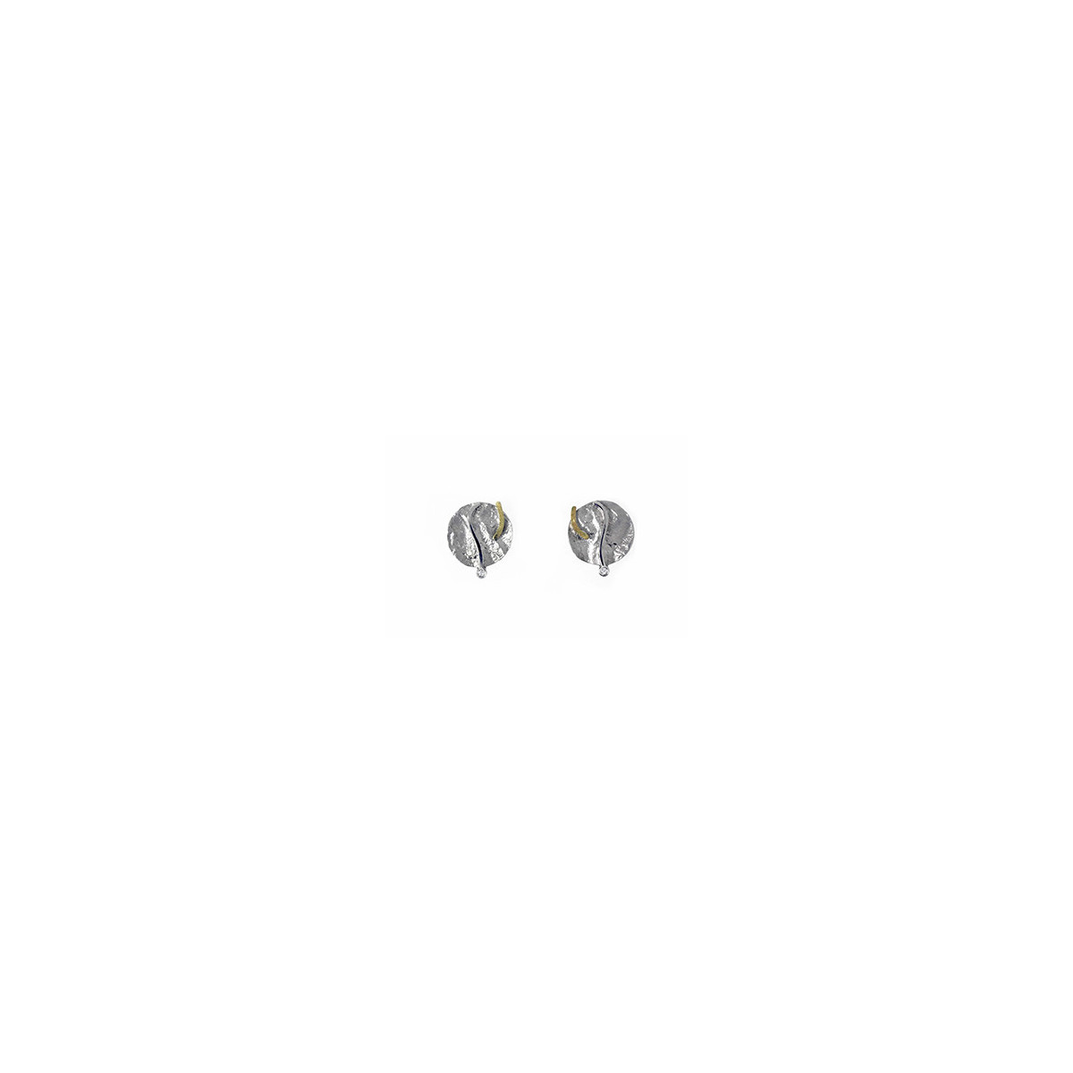 Pendientes de plata, oro y brillante