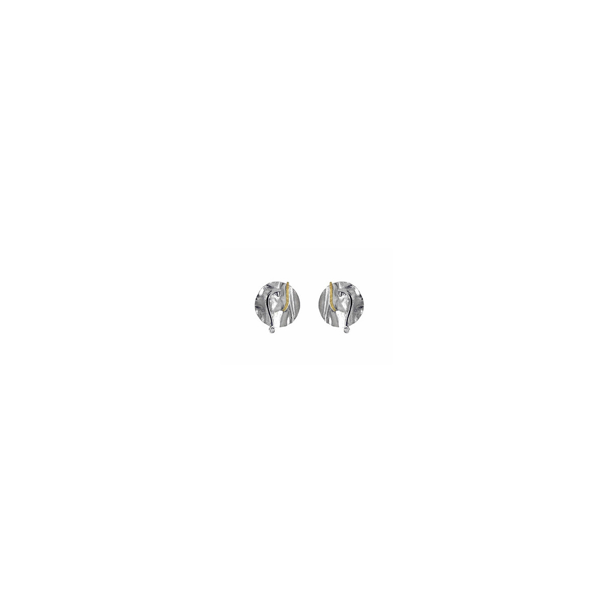 Pendientes de plata, oro y brillante