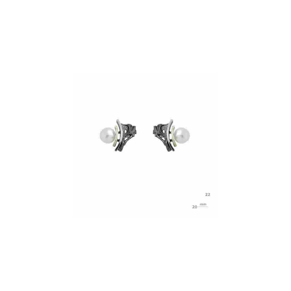 Pendientes de plata, oro y perla cultivada