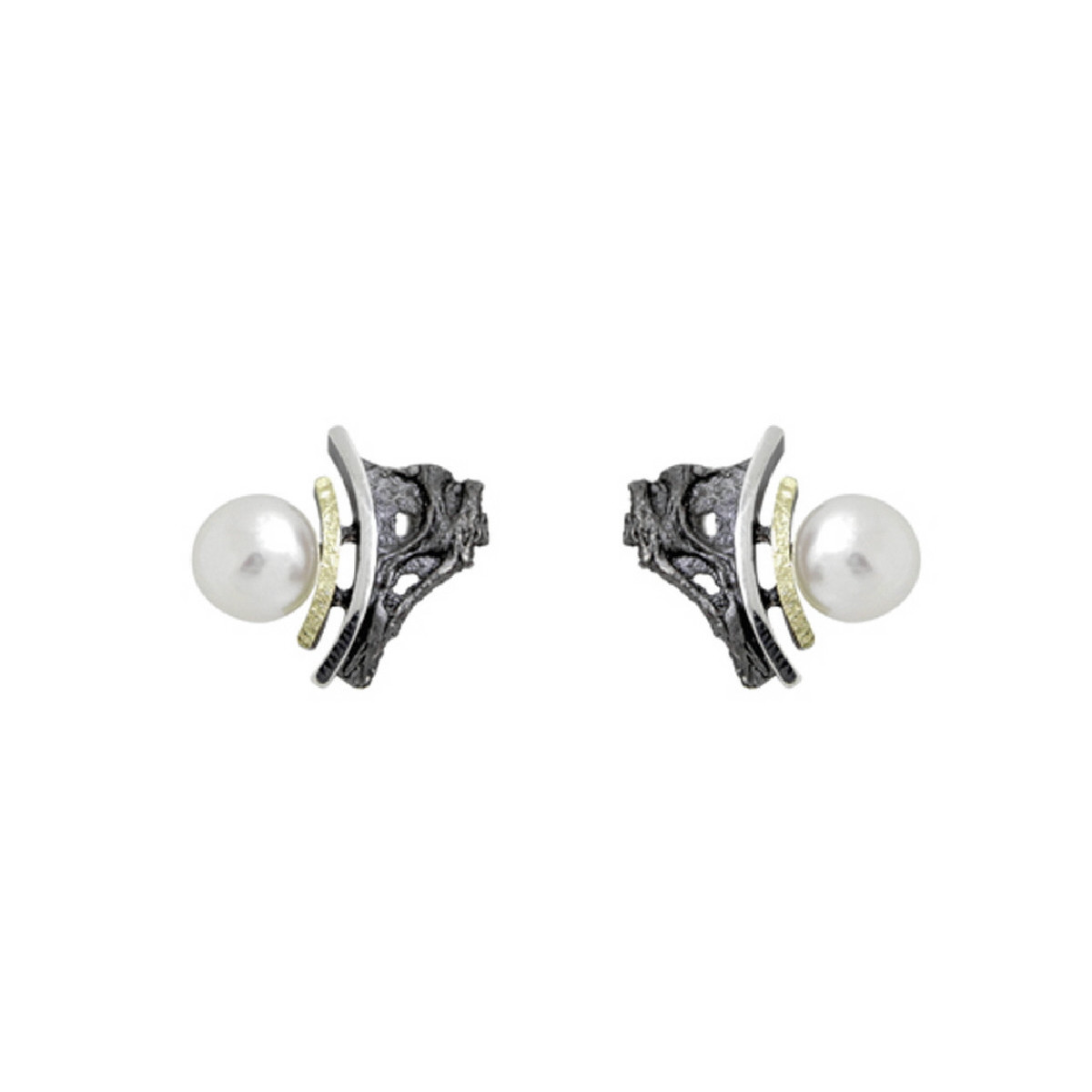 Pendientes de plata, oro y perla cultivada